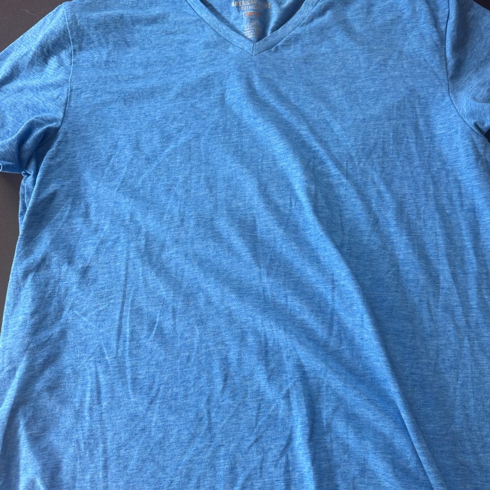 Men's Blue V-Neck Shirt American Eagle